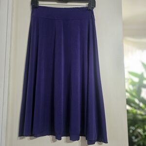 High Waist Stretch A-line Flare Knee Length Purple Women's Skirt, Size M